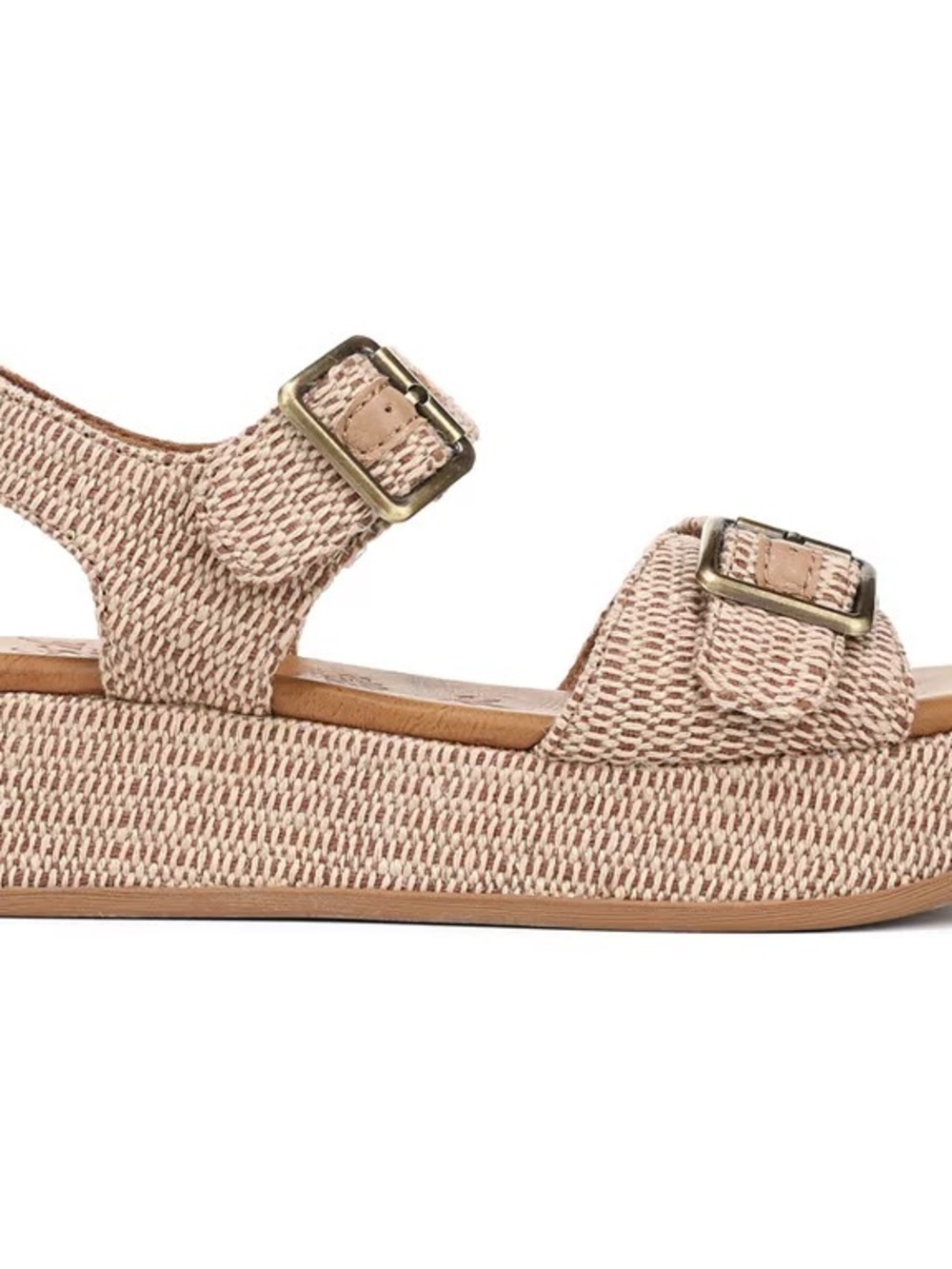 Vegan buckle platform sandals in magical tan/size 9 - Picture 2 of 6